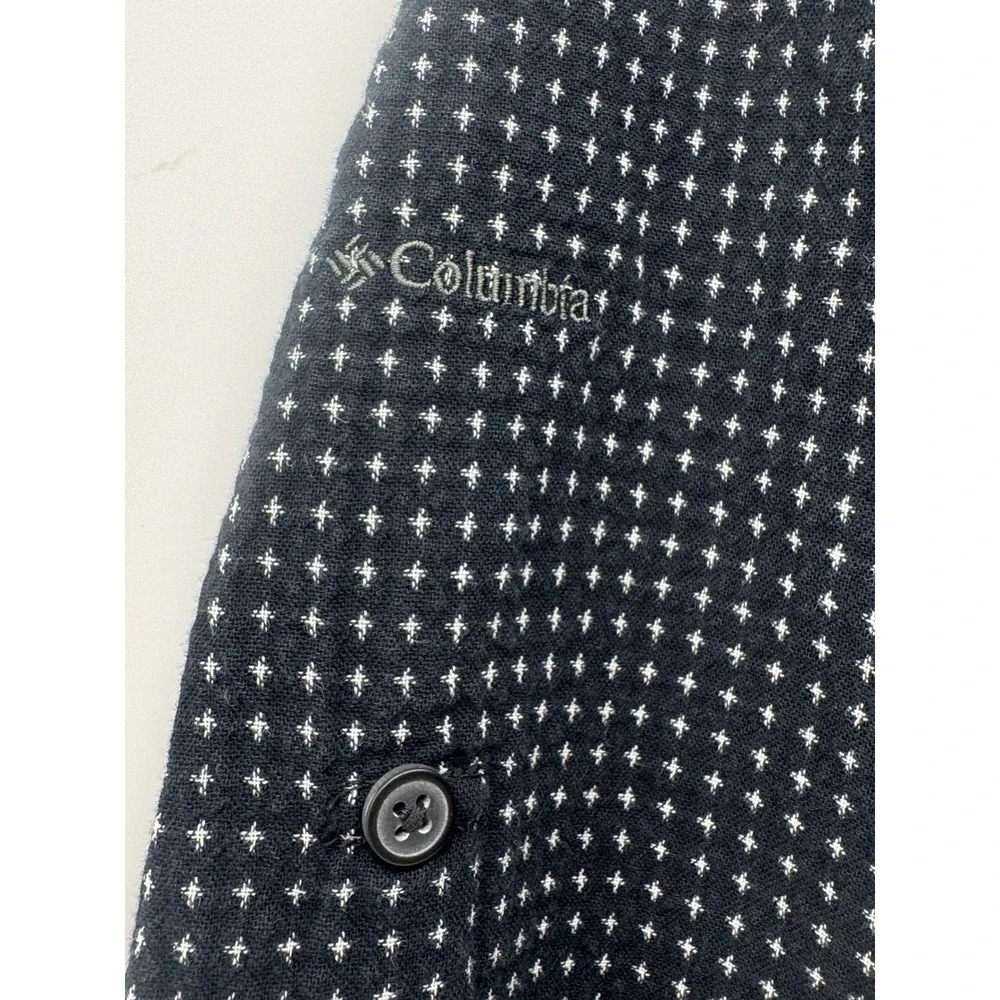 Columbia Sportswear Women's XL Black White Micro Dot Button Up Shirt Lightweight